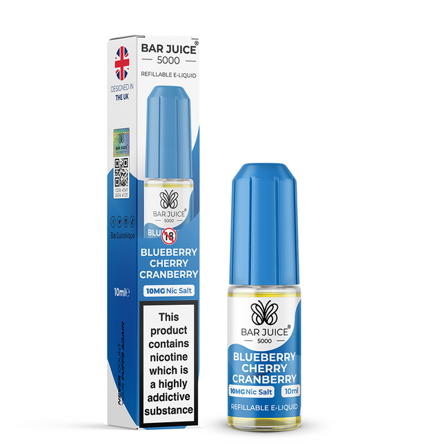 Blueberry Cherry Cranberry Bar Juice 5000 Nic Salt E-Liquid 10ml - Vape Store Twickenham