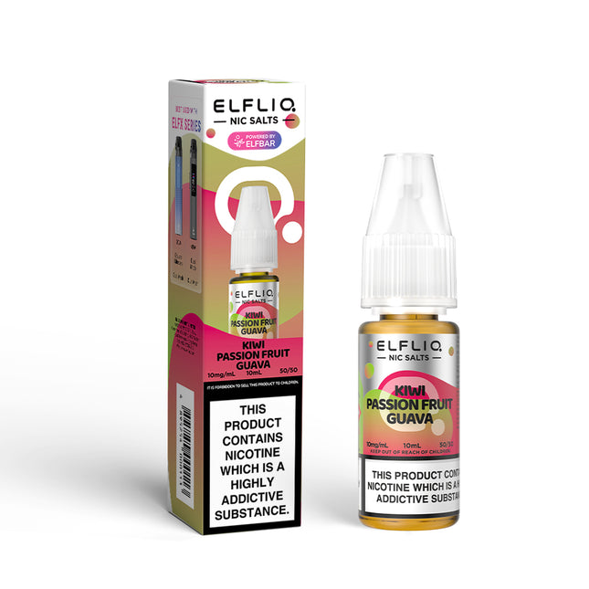 ELFLIQ Kiwi Passionfruit Guava 10ml Nic Salt E-Liquid - Vape Store Twickenham
