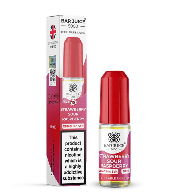 Strawberry Sour Raspberry Nic Salt Bar Juice 5000 E-Liquid 10ml - Vape Store Twickenham